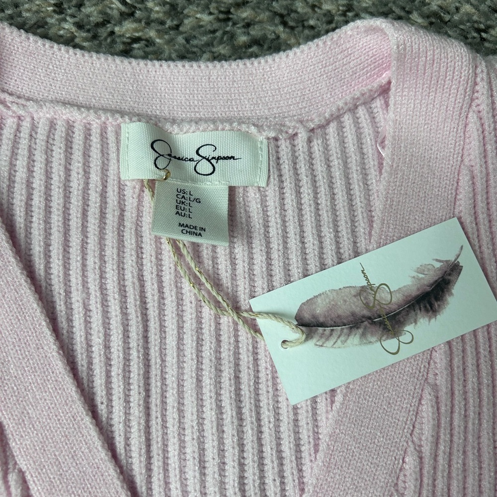 Jessica Simpson Light Pink Ribbed Cardigan - Picture 2 of 2